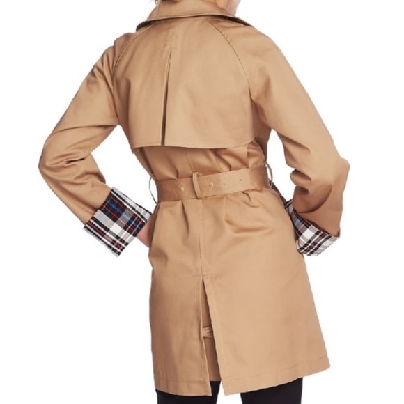 Court & Rowe Plaid Lined Double Breasted Trench Coat - Picture 2 of 7